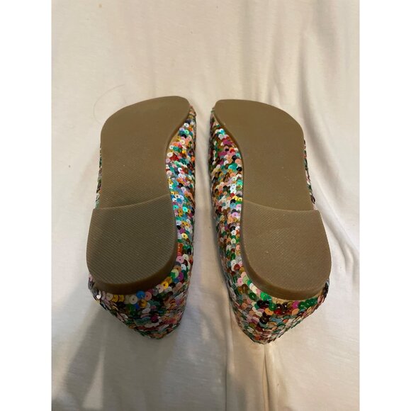 Multicolor Sequin Party Girl Flats Size 11B With Rubber Sole Woman Cross Sparkle - Picture 8 of 11